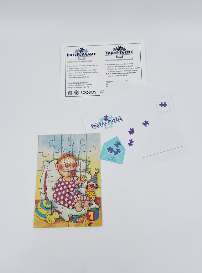 Puzzelwenskaart (20 stukjes) - babyjongen