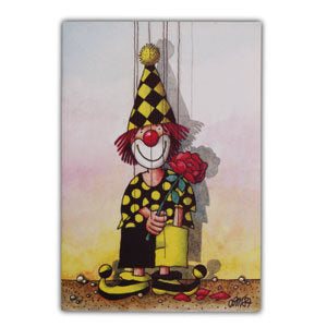 Wenskaart clown roos