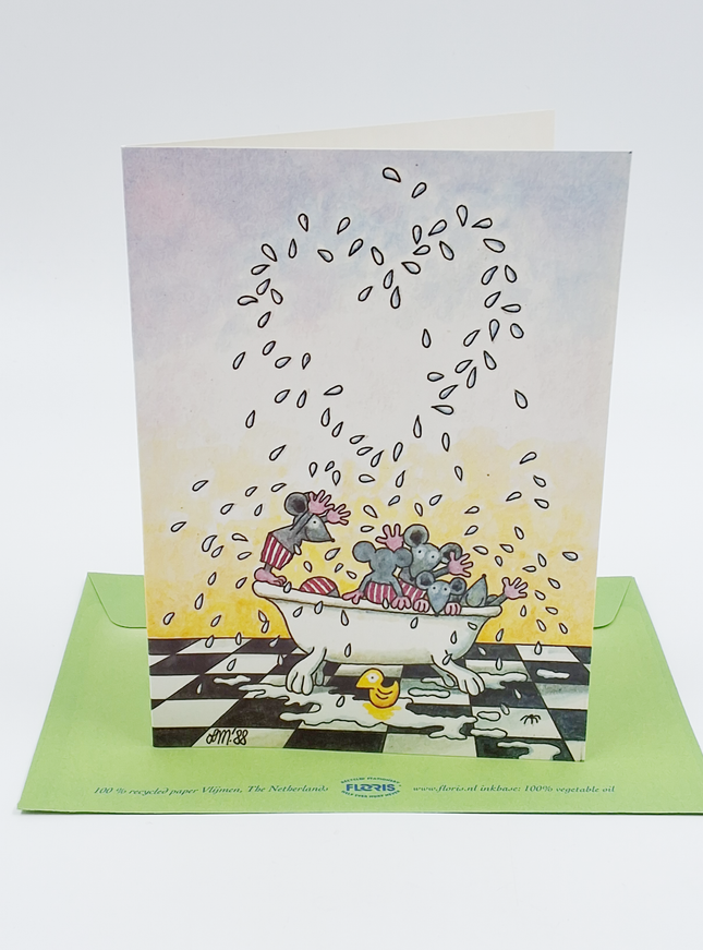 Wenskaart muizen bad