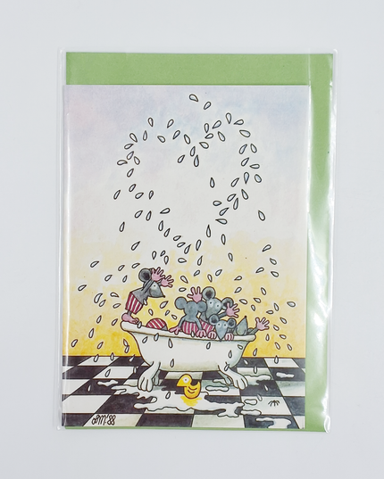 Wenskaart muizen bad