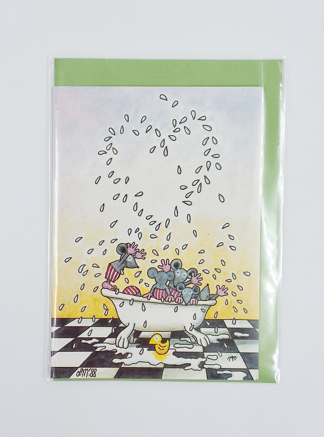 Wenskaart muizen bad