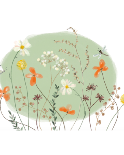 Wenskaart bloemen en vlinder