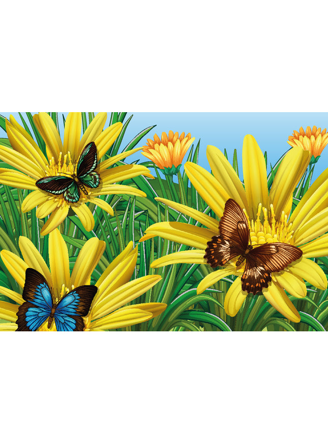 Wenskaart vlinders en gele bloemen