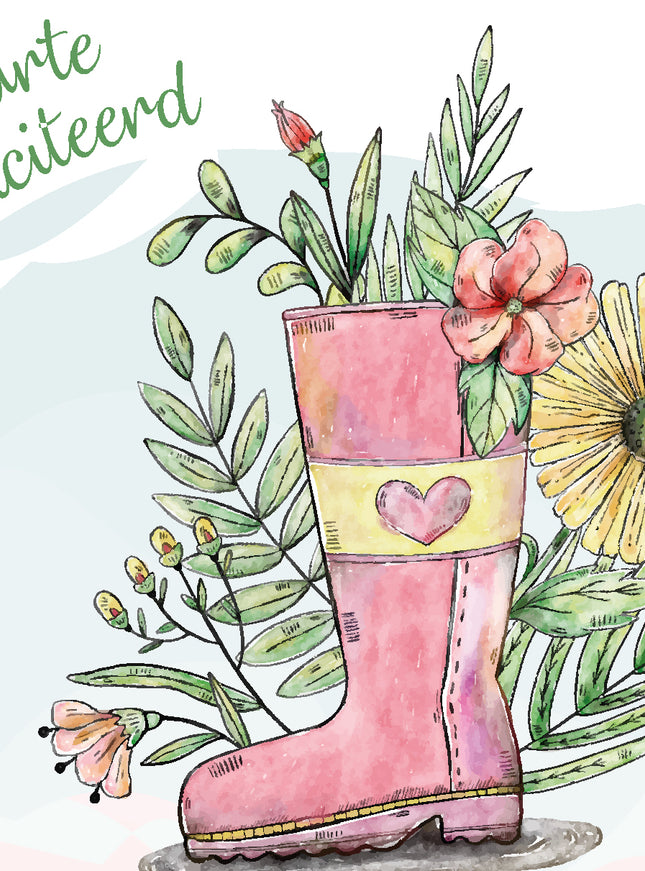 Wenskaart laars met bloemen