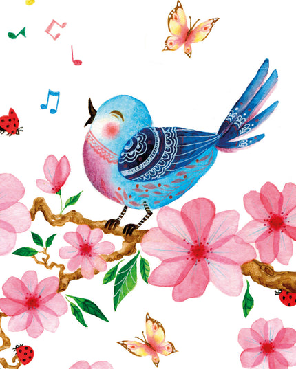 Wenskaart vrolijke vogel