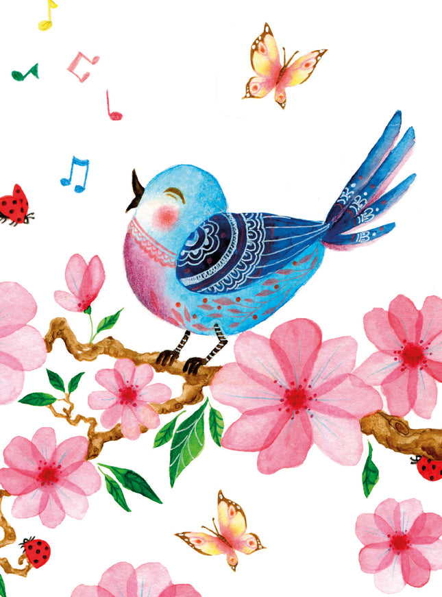 Wenskaart vrolijke vogel