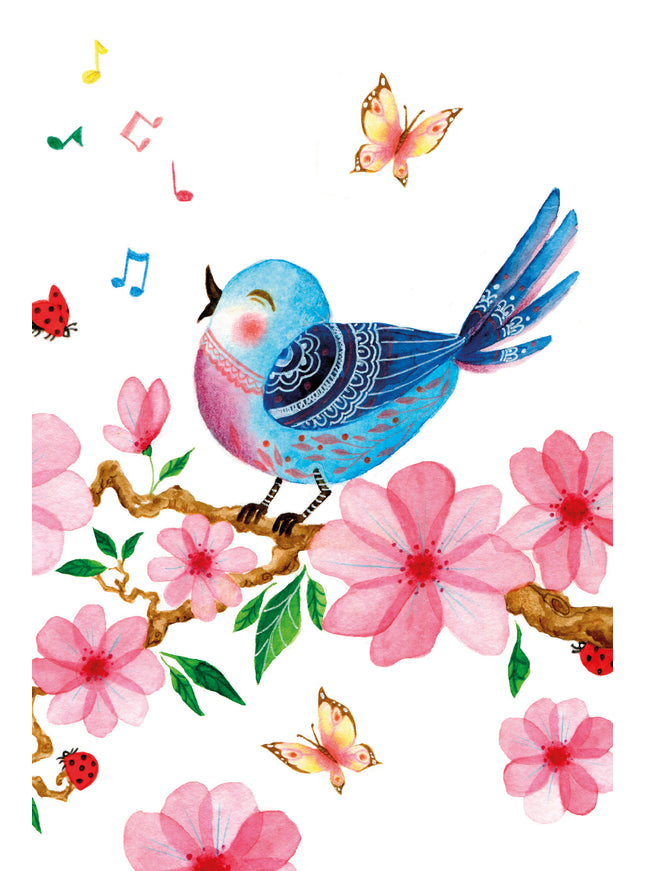 Wenskaart vrolijke vogel