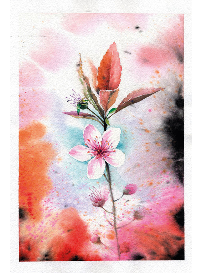Pink cherry blossom greeting card