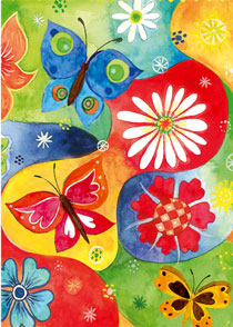 Wenskaart vlinders Jeanine 2 geel