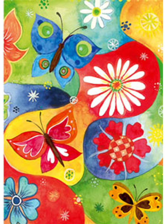 Wenskaart vlinders Jeanine 2 geel