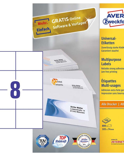 etiketten 100x A4 - 105x74 mm AZ