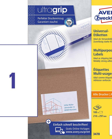 etiketten 100x A4 - 210x297 mm AZ