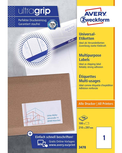 etiketten 100x A4 - 210x297 mm AZ