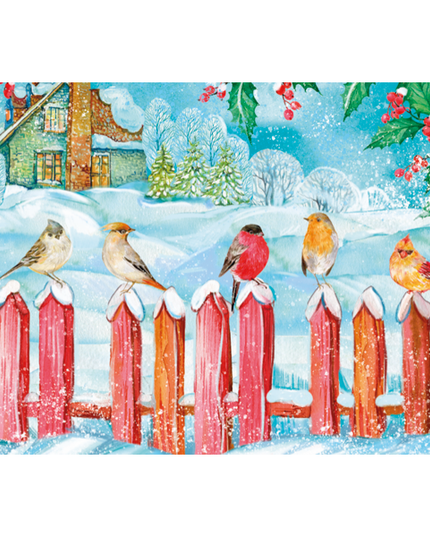 Wenskaart vogeltjes op hek