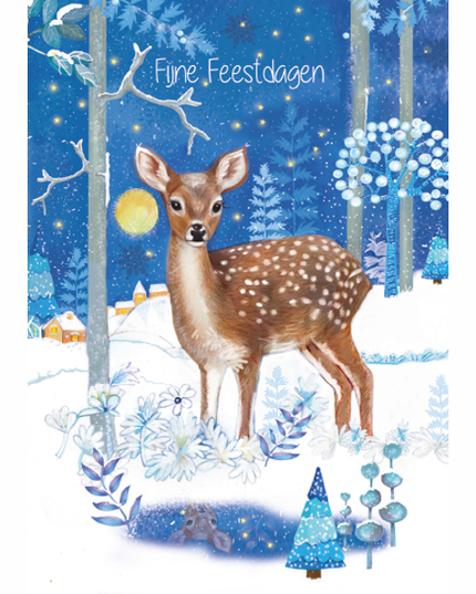 Wenskaart hertje fijne feestdagen