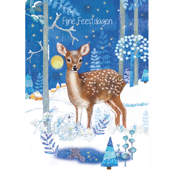 Wenskaart hertje fijne feestdagen