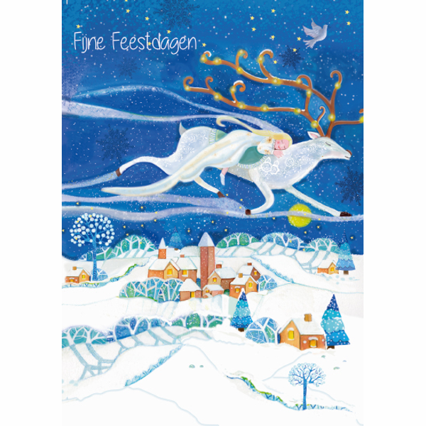 Wenskaart vliegend hert