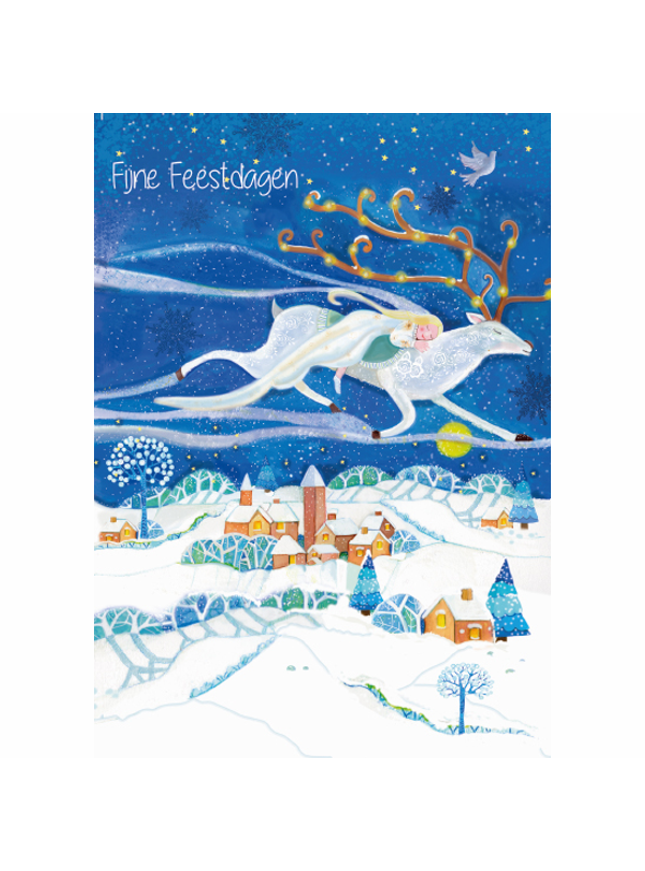 Wenskaart vliegend hert