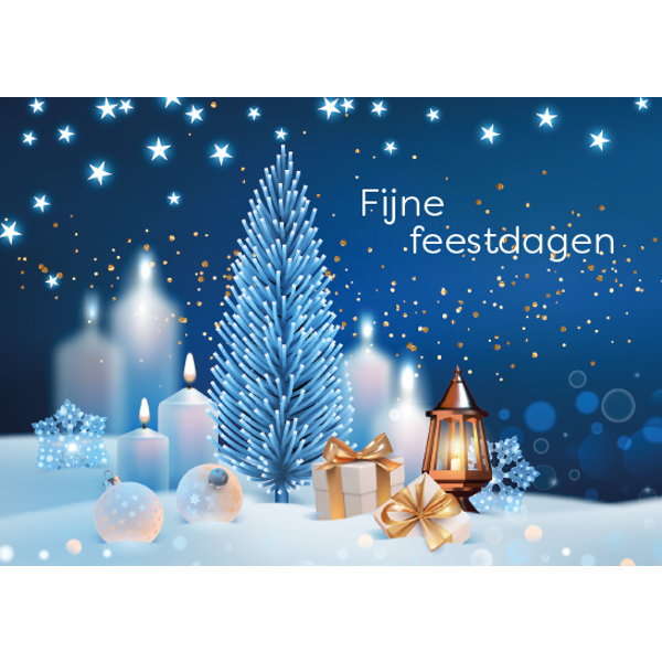 Wenskaart kerstboom en kaars