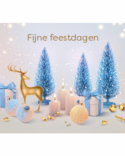 Wenskaart kerstboom en hertje