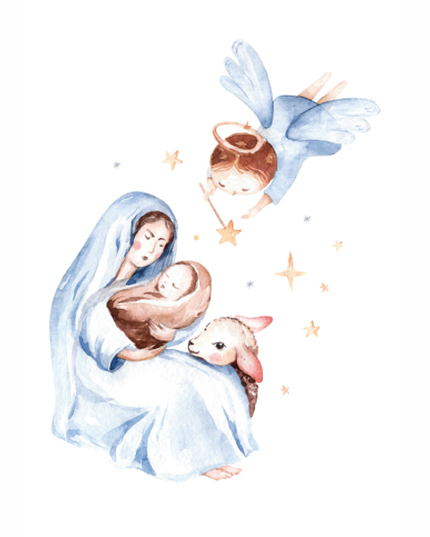 wenskaart Maria blauw