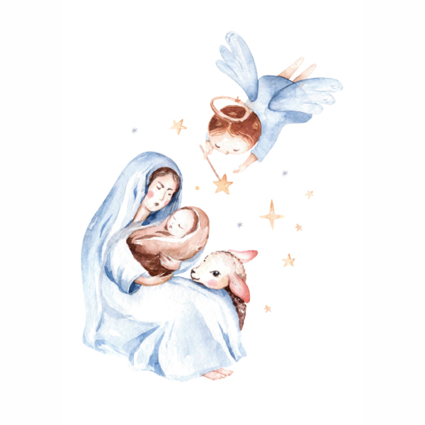 wenskaart Maria blauw