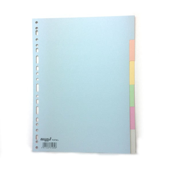 Feuilles cartonnées colorées A4 à onglets, 165 g, pastel - 6 pièces
