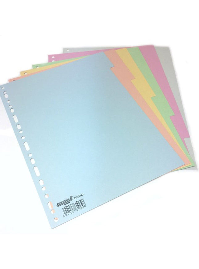 Tabbladen A4 in gekleurd karton 165g, pastel - 6-delig