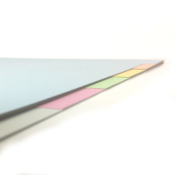 Feuilles cartonnées colorées A4 à onglets, 165 g, pastel - 6 pièces