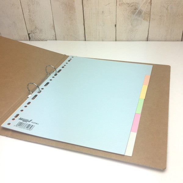 Feuilles cartonnées colorées A4 à onglets, 165 g, pastel - 6 pièces