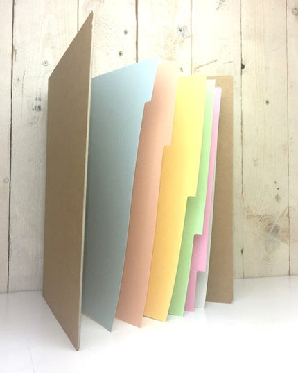 Tabbladen A4 in gekleurd karton 165g, pastel - 6-delig