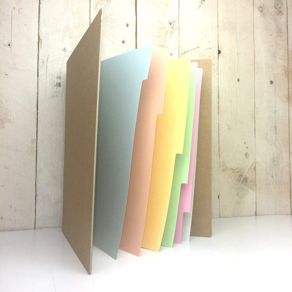 Feuilles cartonnées colorées A4 à onglets, 165 g, pastel - 6 pièces
