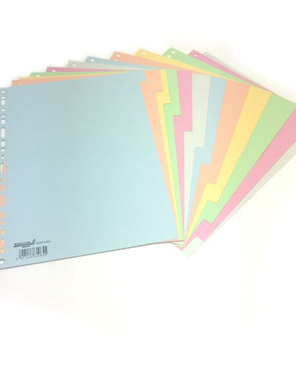 Tabbladen A4 in gekleurd karton 165g, pastel - 12-delig