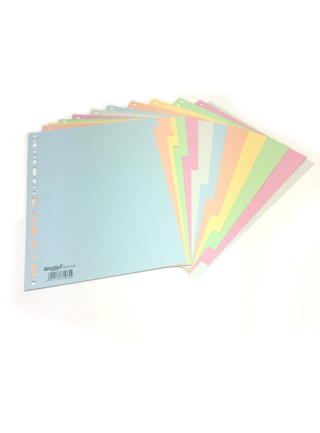 Tabbladen A4 in gekleurd karton 165g, pastel - 12-delig