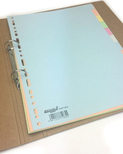 Tabbladen A4 in gekleurd karton 165g, pastel - 12-delig