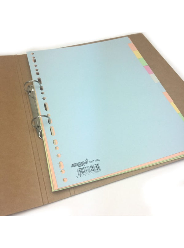 Tabbladen A4 in gekleurd karton 165g, pastel - 12-delig