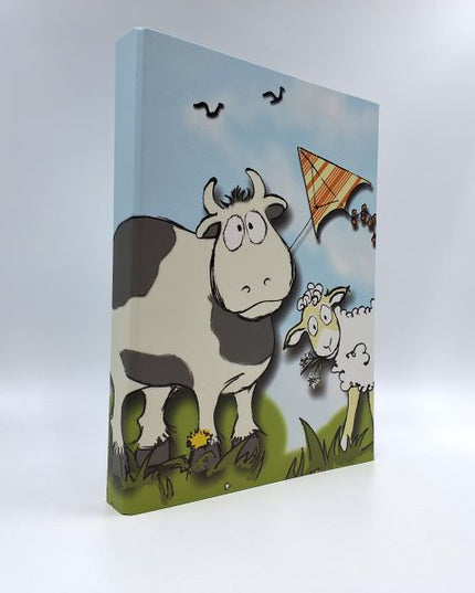 Classeur à anneaux en carton recyclé - vache et mouton