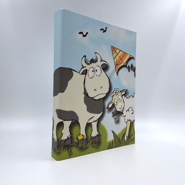 Classeur à anneaux en carton recyclé - vache et mouton