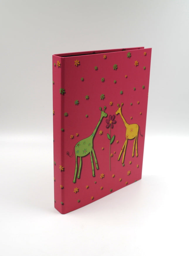Classeur à anneaux en carton recyclé - 2 girafes
