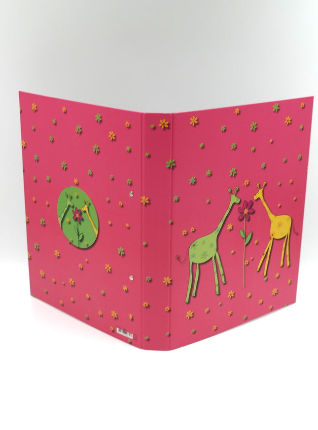 Classeur à anneaux en carton recyclé - 2 girafes