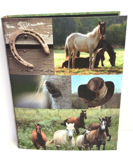 Classeur à anneaux en carton recyclé - collage de chevaux