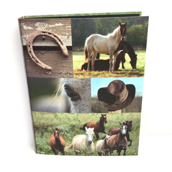 Classeur à anneaux en carton recyclé - collage de chevaux