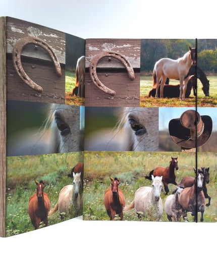 Classeur à anneaux en carton recyclé - collage de chevaux