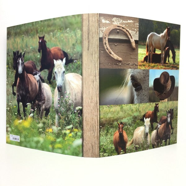 Classeur à anneaux en carton recyclé - collage de chevaux