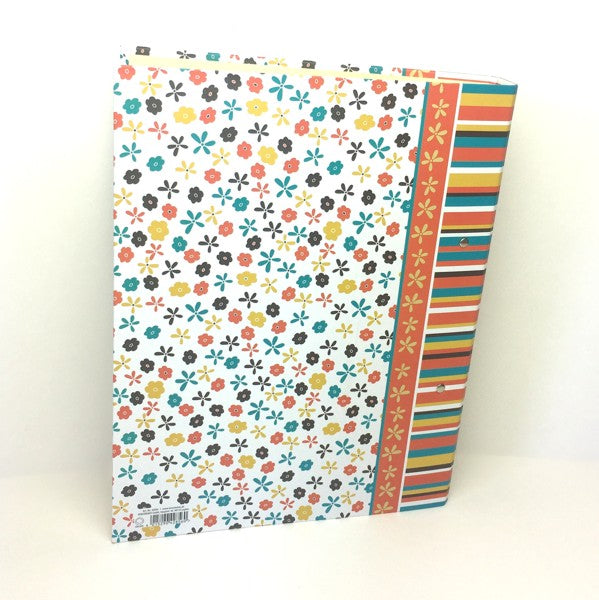 Classeur à anneaux en carton recyclé - petites fleurs