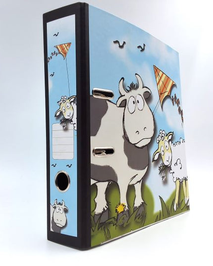 Classeur à anneaux en carton recyclé - vache et mouton