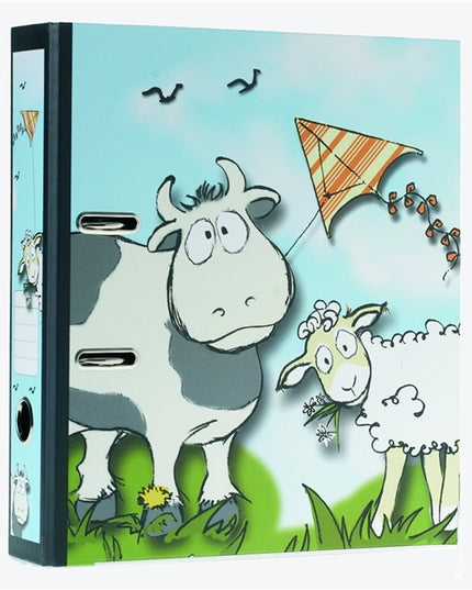 Classeur à anneaux en carton recyclé - vache et mouton