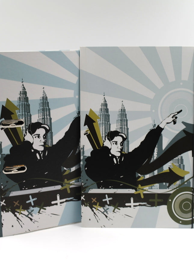 Classeur à anneaux en carton recyclé - Style urbain