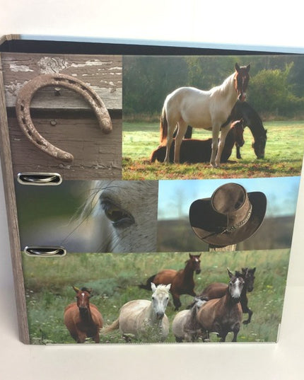 Classeur à anneaux en carton recyclé - collage de chevaux