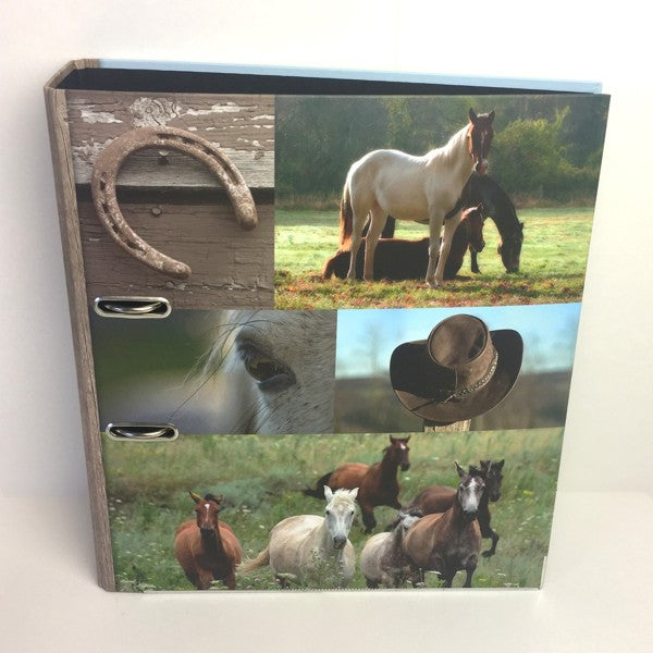 Classeur à anneaux en carton recyclé - collage de chevaux